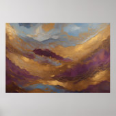 水彩抽象芸術横絵画景の金ゴールド3:2 ポスター (正面)
