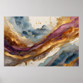 水彩抽象芸術横絵画景の金ゴールド3:2 ポスター (正面)