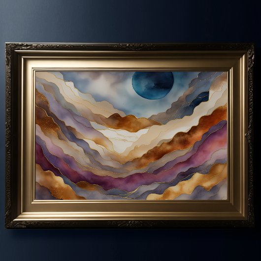 水彩抽象芸術横絵画景の金ゴールド3:2 ポスター