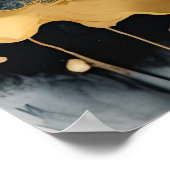 水彩抽象芸術横絵画景の金ゴールド3:2 ポスター (角)