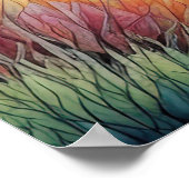 水彩抽象芸術横絵画景の金ゴールド3:2 ポスター (角)