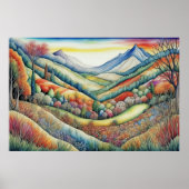 水彩抽象芸術横絵画景の金ゴールド3:2 ポスター (正面)