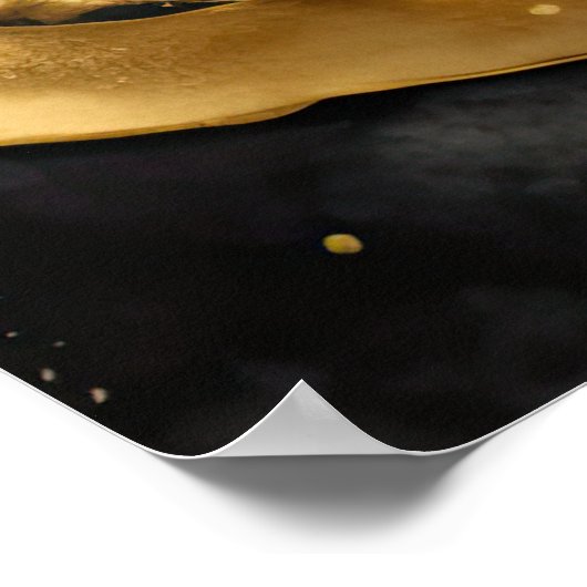 水彩抽象芸術横絵画景の金ゴールド3:2 ポスター (角)