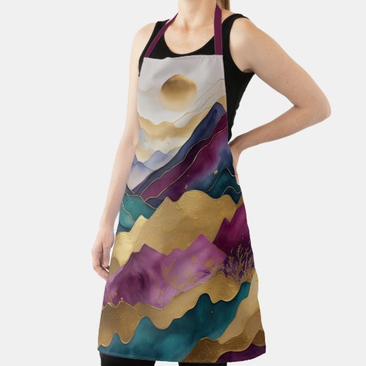 水彩抽象芸術横絵画景金ゴールド エプロン (インサイチュ)