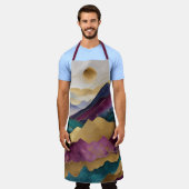 水彩抽象芸術横絵画景金ゴールド エプロン (着用した状態)