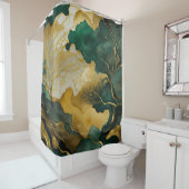 水彩抽象芸術横絵画景金ゴールド シャワーカーテン (インサイチュ)