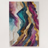 水彩抽象芸術横絵画景金ゴールド ジグソーパズル (縦)