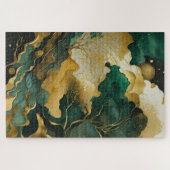 水彩抽象芸術横絵画景金ゴールド ジグソーパズル (横)