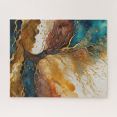 水彩抽象芸術横絵画景金ゴールド ジグソーパズル (横)