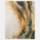水彩抽象芸術横絵画景金ゴールド フリースブランケット (正面)