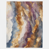 水彩抽象芸術横絵画景金ゴールド フリースブランケット (正面)