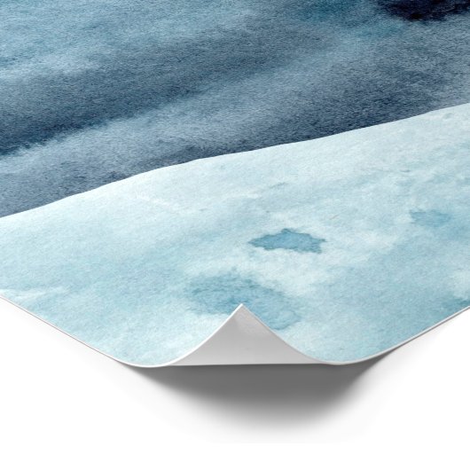 水彩抽象芸術海の風景モダン海 ポスター (角)