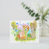 水彩抽象芸術犬 ポストカード (スタンド正面)