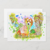 水彩抽象芸術犬 ポストカード (正面/裏面)
