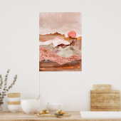 水彩抽象芸術砂漠風景モダン ポスター (キッチン)