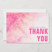 水彩抽象芸術結婚ピンクサンキューカード (正面)