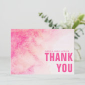 水彩抽象芸術結婚ピンクサンキューカード (スタンド正面)