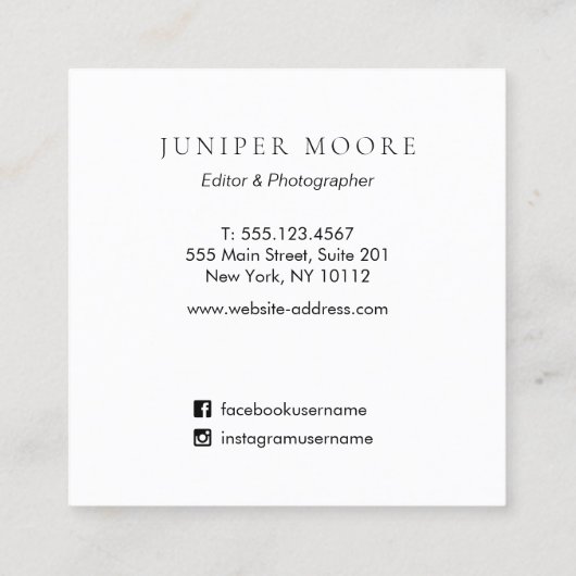 水彩抽象芸術絵を描アート スクエア名刺 (裏面)