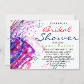 水彩抽象芸術絵を描ブライダルシャワー 招待状 (正面)