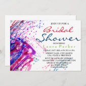 水彩抽象芸術絵を描ブライダルシャワー 招待状 (正面/裏面)