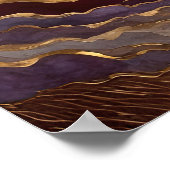 水彩抽象芸術絵画の金ゴールド紫ブルーII ポスター (角)