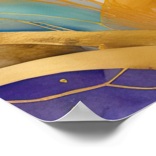 水彩抽象芸術絵画の金ゴールド5:4 ポスター (角)