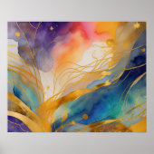水彩抽象芸術絵画の金ゴールド5:4 ポスター (正面)
