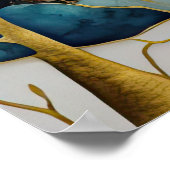 水彩抽象芸術絵画風景の金ゴールド4:3 ポスター (角)