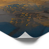 水彩抽象芸術絵画風景の金ゴールド4:3 ポスター (角)