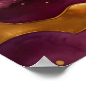 水彩抽象芸術絵画風景の金ゴールド4:3 ポスター (角)