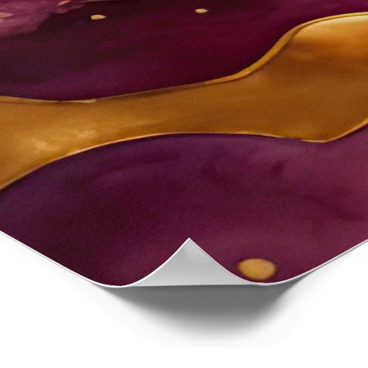 水彩抽象芸術絵画風景の金ゴールド4:3 ポスター (角)