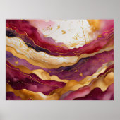 水彩抽象芸術絵画風景の金ゴールド4:3 ポスター (正面)