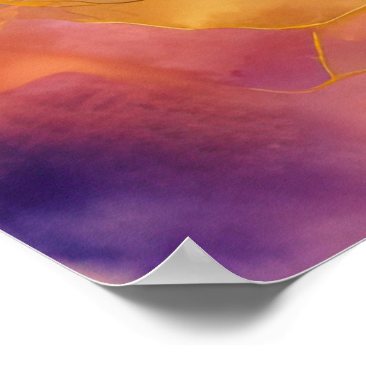 水彩抽象芸術絵画風景の金ゴールド4:3 ポスター (角)