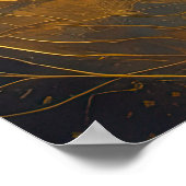 水彩抽象芸術絵画風景の金ゴールド4:3 ポスター (角)