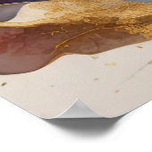 水彩抽象芸術絵画風景の金ゴールド4:3 ポスター (角)