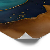 水彩抽象芸術絵画風景の金ゴールド4:3 ポスター (角)