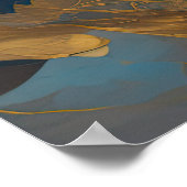 水彩抽象芸術絵画風景の金ゴールド4:3 ポスター (角)