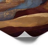 水彩抽象芸術絵画風景金ゴールド1:1 ポスター (角)