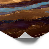 水彩抽象芸術絵画風景金ゴールド1:1 ポスター (角)