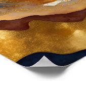 水彩抽象芸術絵画風景金ゴールド1:1 ポスター (角)