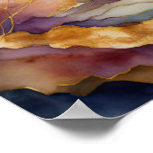 水彩抽象芸術絵画風景金ゴールド1:1 ポスター (角)