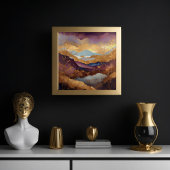 水彩抽象芸術絵画風景金ゴールド1:1 ポスター