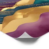 水彩抽象芸術絵画風景金ゴールド1:1 ポスター (角)