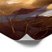 水彩抽象芸術絵画風景金ゴールド1:1 ポスター (角)