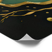 水彩抽象芸術絵画風景金ゴールドIII ポスター (角)