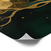 水彩抽象芸術絵画風景金ゴールドIV ポスター (角)