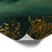 水彩抽象芸術絵画風景金ゴールドIV ポスター (角)