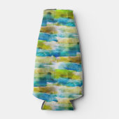 水彩抽象芸術緑、青 ボトルクーラー (正面)