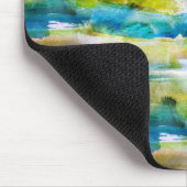 水彩抽象芸術緑、青 マウスパッド (コーナー)