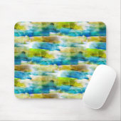 水彩抽象芸術緑、青 マウスパッド (マウス)